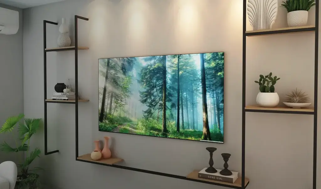 Painel para TV em Aço e Madeira Modular