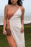 Vestido Bicolor Telha