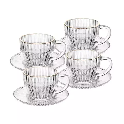 Jogo 4 Xícaras 110ml Café Cristal Borda Dourada