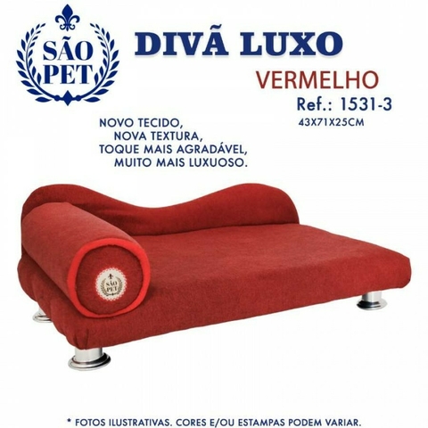 DIVÃ CHENILE VERMELHO SÃO PET 43X71X25 - comprar online