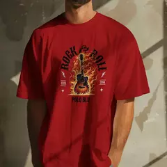 Camiseta Masculina Casual Polo Blu Rock In Roll Malha Algodão do P ao G