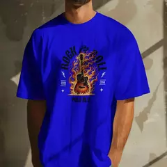 Camiseta Masculina Casual Polo Blu Rock In Roll Malha Algodão do P ao G - comprar online