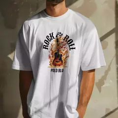 Camiseta Masculina Casual Polo Blu Rock In Roll Malha Algodão do P ao G - comprar online