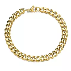 Pulseira de aço inoxidável polido para mulheres de ouro cor preta punk casual na internet