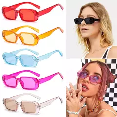Óculos de sol retrô pequeno retângulo para mulheres, óculos de sol, proteção UV400, óculos, verão, viagens, praia, moda, óculos - loja online