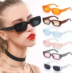 Óculos de sol retrô pequeno retângulo para mulheres, óculos de sol, proteção UV400, óculos, verão, viagens, praia, moda, óculos