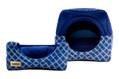 Cama Iglu e Toca Para Cachorro Luppet Luxo Azul Geométrico (LP1012121-01)