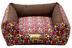 Cama Quadrada para Cachorro ou Gato Luppet Luxo Marrom Floral Tamanho:M (LP88020 - comprar online