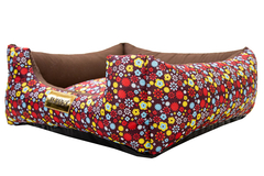 Cama Quadrada para Cachorro ou Gato Luppet Luxo Marrom Floral Tamanho:M (LP88020 na internet