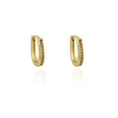 BRINCO ARGOLINHA OVAL CRAVEJADA BANHADO A OURO (02010895)