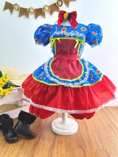 Fantasia Infantil Junino Azul Colorido Festa São João - comprar online