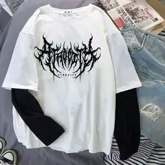 Camiseta estampada com letra relâmpago feminina, Y2K, gótica, punk - comprar online