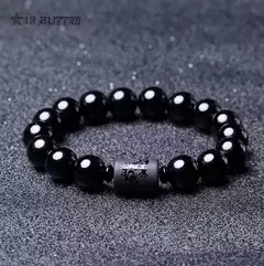 Pulseira Buda Esculpida Obsidiana para Homens e Mulheres, Amuleto Sorte Preto, na internet