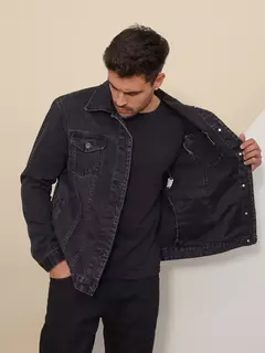 Jaqueta Masculina Jeans Preto Qualidade Premium com Bolso Manga Longa na internet