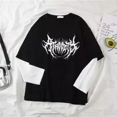 Camiseta estampada com letra relâmpago feminina, Y2K, gótica, punk