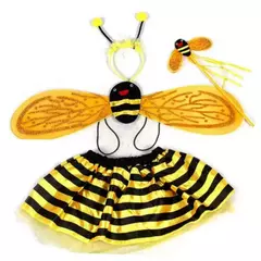Conjunto de fantasia de fada joaninha abelha glitter fofa asa listrada em camada - comprar online