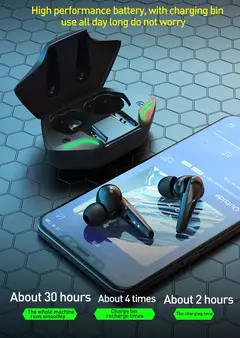 Imagem do Fone de ouvido sem fio para jogos, esportivo, bluetooth, estéreo, tws, música,