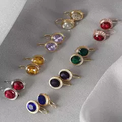 Brincos de cristal de pedra vermelha para mulheres, senhora, noivo de meninas, c na internet