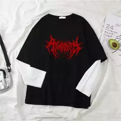 Imagem do Camiseta estampada com letra relâmpago feminina, Y2K, gótica, punk