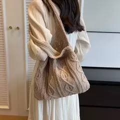 Bolsa de compras de ombro de malha de lã