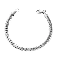 Pulseira Masculina Tipo Cobra Aço Inox Legítimo Prata