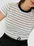 Imagem do Camiseta Listrada Canelada Casual Fashion