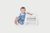 Imagem do Conjunto Infantil Jardineira Fleece Jeans c/ Body Curto Cavalo Marinho Bb2