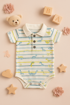Body Polo Bebê com Estampa de Dinossauros