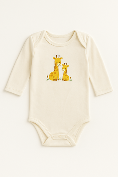 Body Bebê Creme com Estampa de Girafas