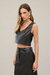 Cropped Couro P.U. Decote V e Ziper - Hit - comprar online