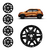 Imagem do Jogo 4 Calota Preto Brilhante Aro 14 Kwid 2017 2018 2019 2020 (4 Furos) + Emblema Renault Resinado