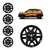 Jogo 4 Calota Preto Brilhante Aro 14 Kwid 2017 2018 2019 2020 (4 Furos) + Emblema Renault Resinado - Loja Caloteiros Calotas
