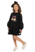 Vestido em Moletom preto urso