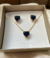 Conjunto Colar e Brinco Coração Pedra Fusion Azul. - comprar online