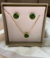 Conjunto Colar e Brinco Circulo Pedra Fusion Verde.