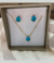 Conjunto Colar e Brinco Gota Pedra Fusion Azul.