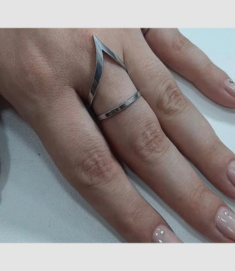 Anel em Aço Inoxidável Design Aliança com V.