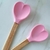 Espatula de Silicona y Madera de Corazón rosa