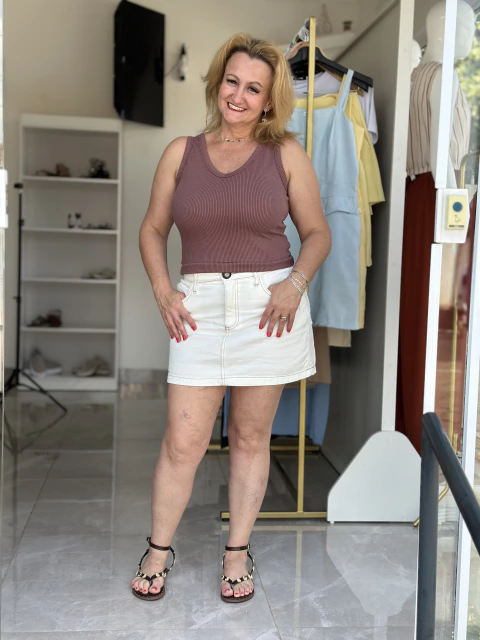 Mini Saia Off White Jeans