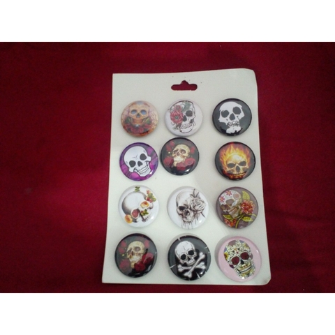 Cartela De Bottons Caveiras | Broches | Pins | Customização
