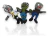 Kit Zombies De Peluche 25 Cm Alto 3 Piezas De Peluche en internet