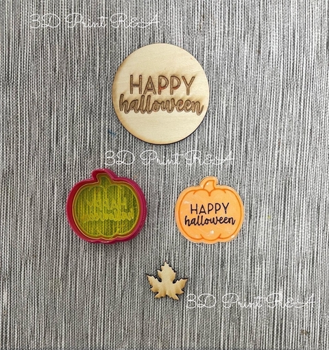 Sello de Calabaza en relieve con texto Happy Halloween - comprar en línea
