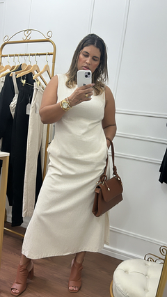Vestido mídi linho natural - loja online