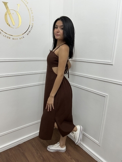 Vestido Midi Alfaiataria – Marrom - comprar online