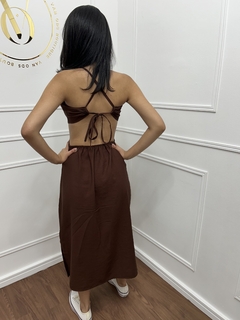 Vestido Midi Alfaiataria – Marrom - Vanodsboutique