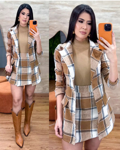 Conjunto Xadrez Saia-Short + Casaco - Vanodsboutique
