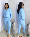 Conjunto Alfaiataria Azul Bebê – Calça + Camisa