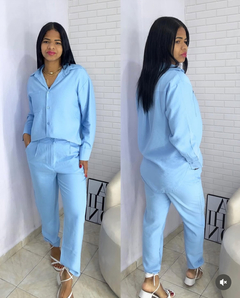 Conjunto Alfaiataria Azul Bebê – Calça + Camisa