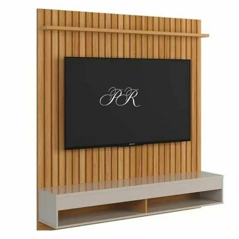 Painel Ripado TV 65 160cm Detroit Cor Freijo/Off White Lukaliam