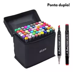 MARCADOR COM PONTA DUPLA 60 CORES